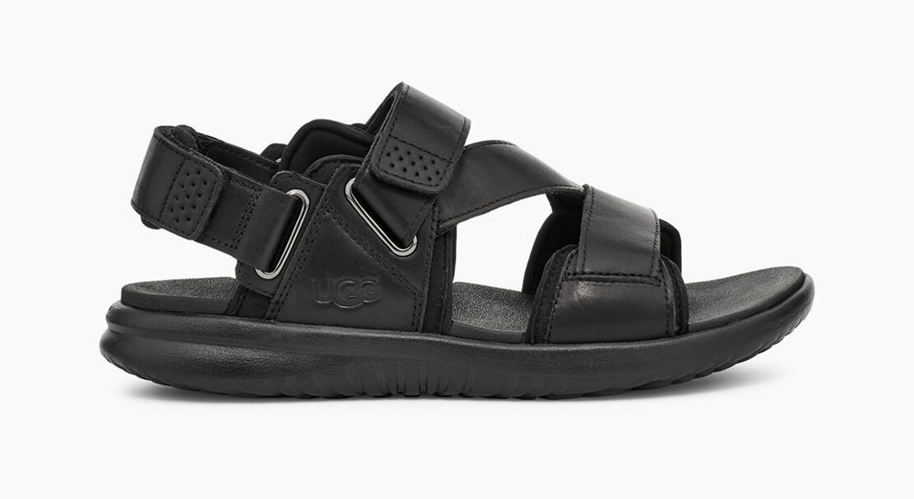 Ugg Sandal Mens - Ugg Union Strap Black - 264GEWOTL